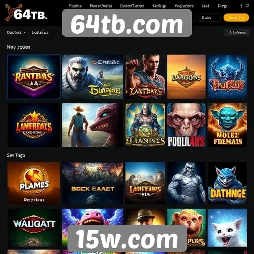 Comparativo de jogos oferecidos na plataforma 64tb.com